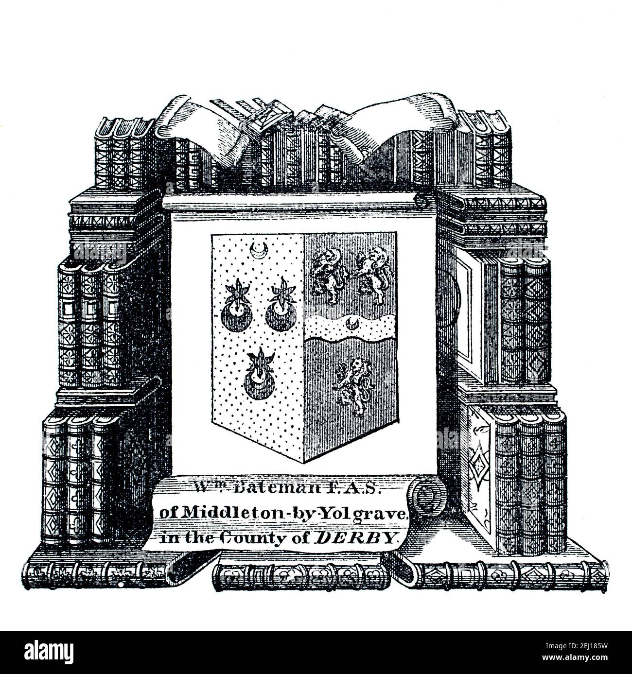 Pile de livres bibliothèque de William (Wm) Bateman de Middleton par Yolgrave, Derbyshire, (1787-1835) Banque D'Images