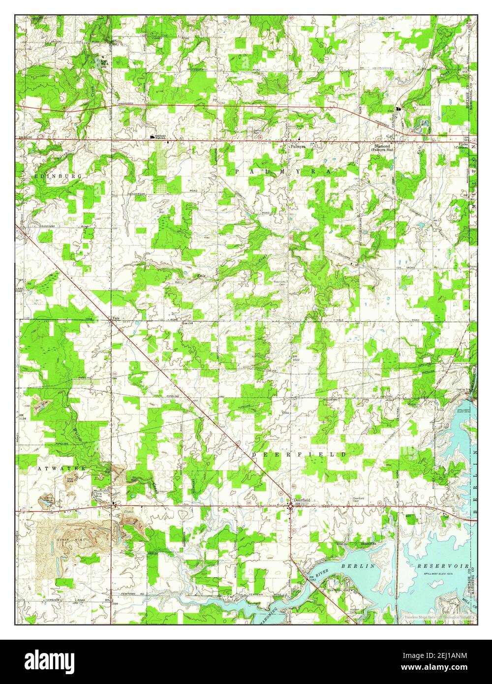 Deerfield, Ohio, carte 1960, 1:24000, États-Unis d'Amérique par Timeless Maps, données U.S. Geological Survey Banque D'Images