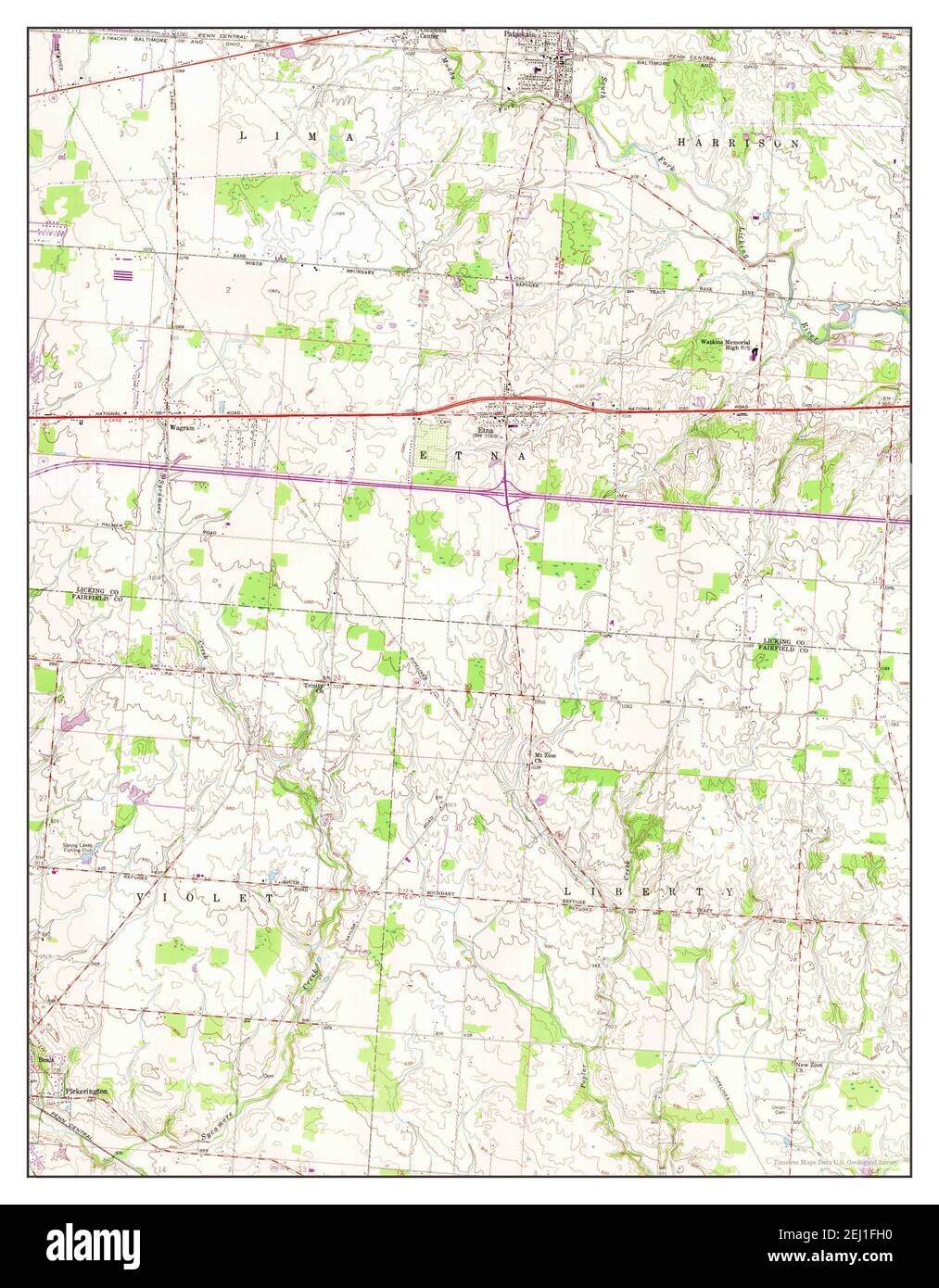 Pataskala, Ohio, carte 1958, 1:24000, États-Unis d'Amérique par Timeless Maps, données U.S. Geological Survey Banque D'Images