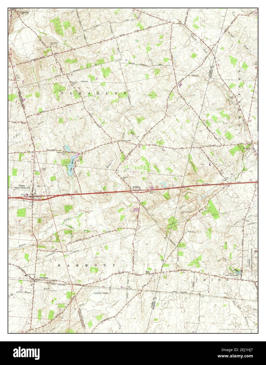 Vienne, Ohio, carte 1961, 1:24000, États-Unis d'Amérique par Timeless Maps, données U.S. Geological Survey Banque D'Images