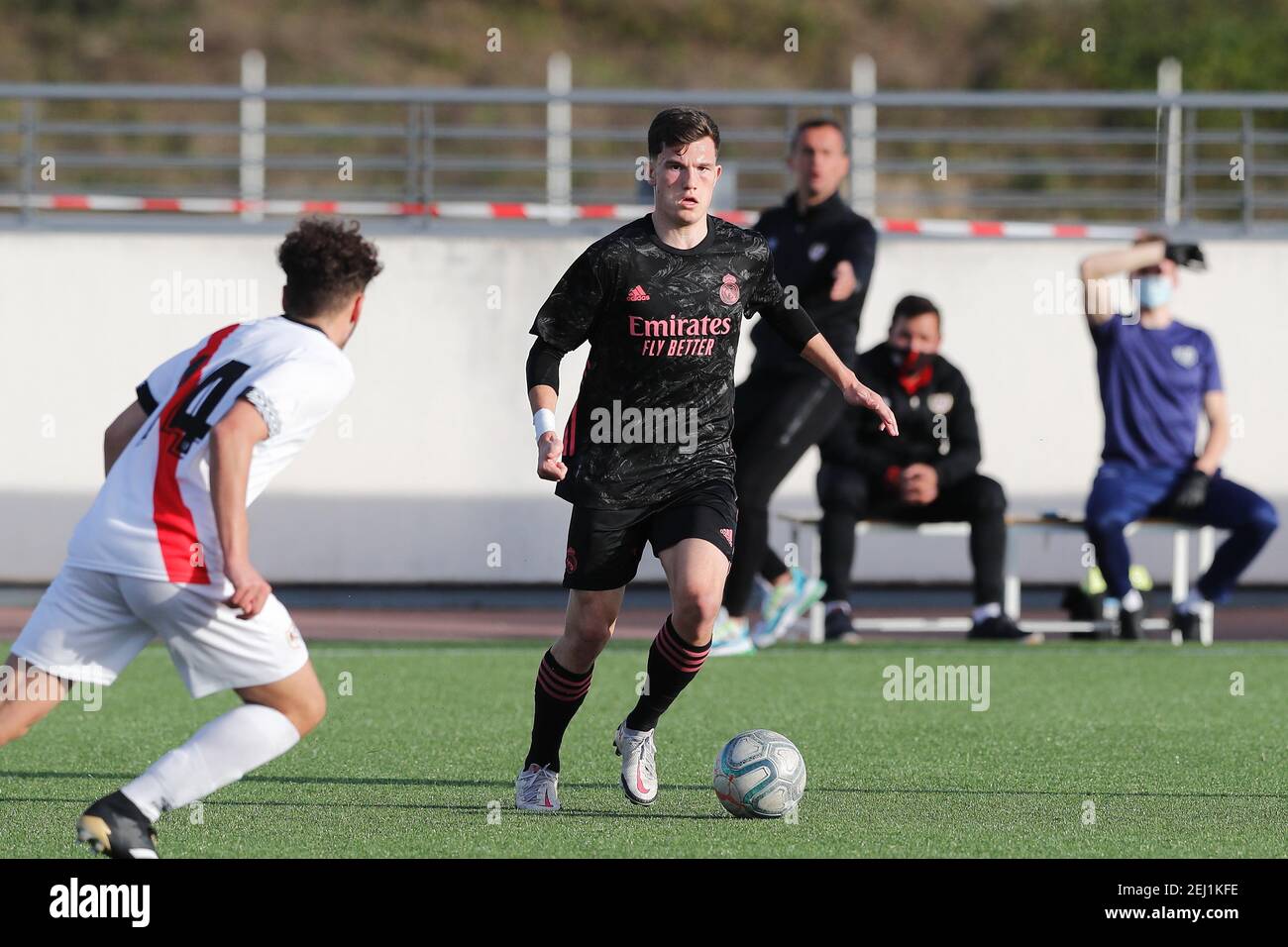 David Gonzalez (Real), 17 FÉVRIER 2021 - football : Espagnol 'Vision de Honor Juvenil' Group 5 sous-groupe UN match entre Rayo Vallecano Juvenil A 1-2 Real Madrid CF Juvenil A à la Ciudad Deportiva Fundacion Rayo Vallecano à Madrid, Espagne. (Photo de Mutsu Kawamori/AFLO) Banque D'Images