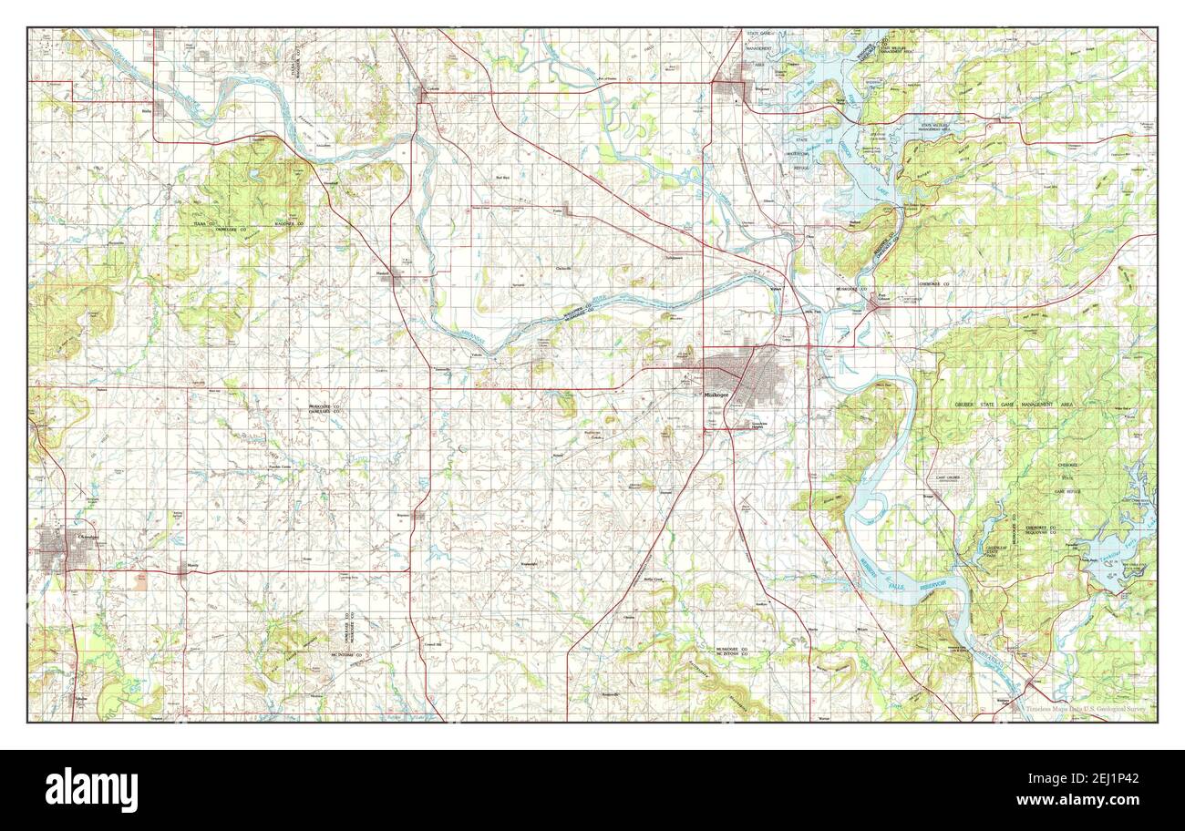 Muskogee, Oklahoma, carte 1978, 1:100000, États-Unis d'Amérique par Timeless Maps, données U.S. Geological Survey Banque D'Images