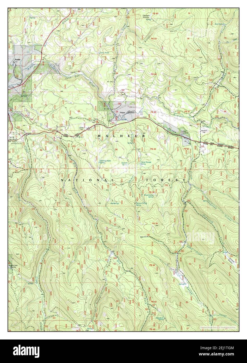 Austin, Oregon, carte 1998, 1:24000, États-Unis d'Amérique par Timeless Maps, données U.S. Geological Survey Banque D'Images