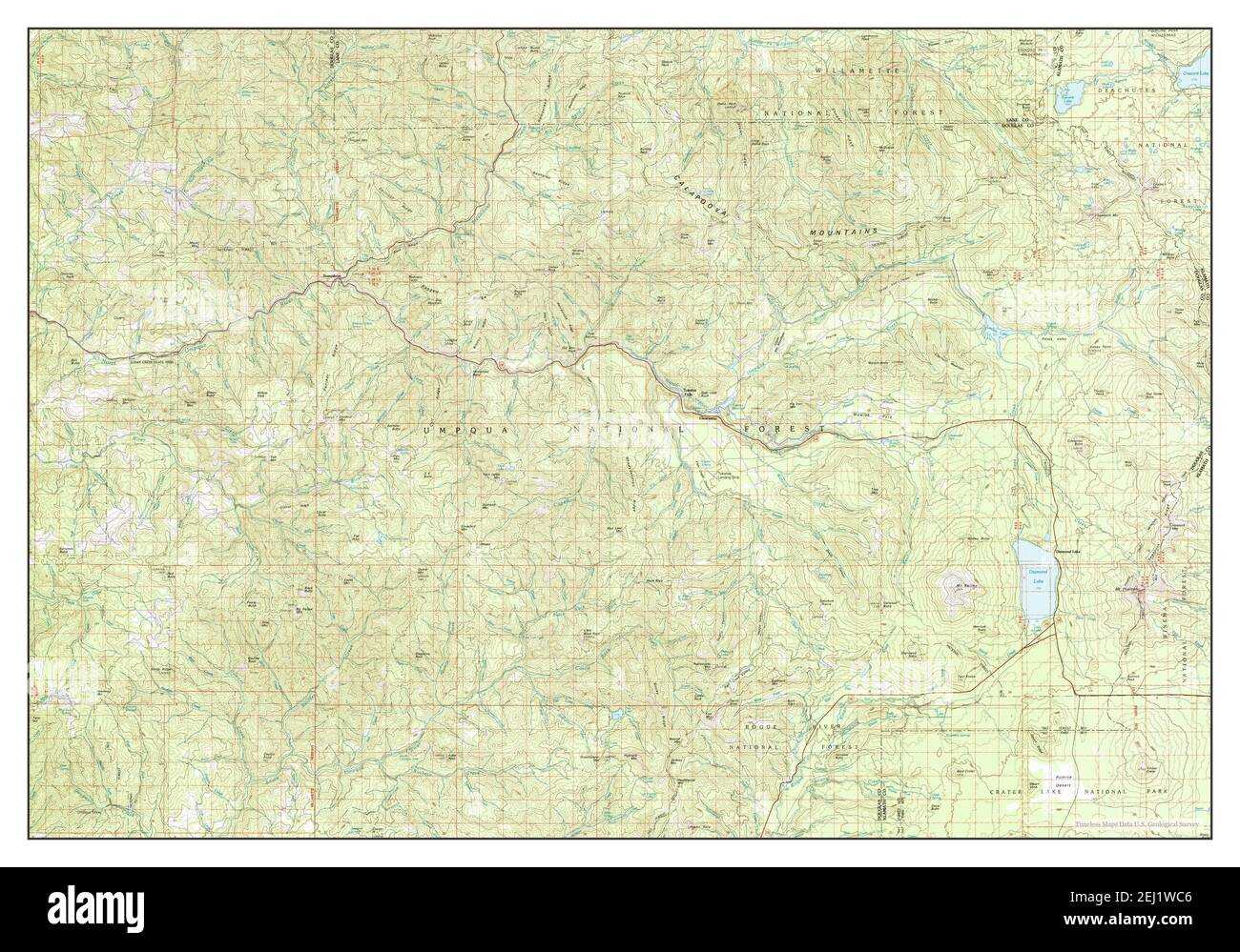 Diamond Lake, Oregon, carte 1978, 1:100000, États-Unis d'Amérique par Timeless Maps, données U.S. Geological Survey Banque D'Images