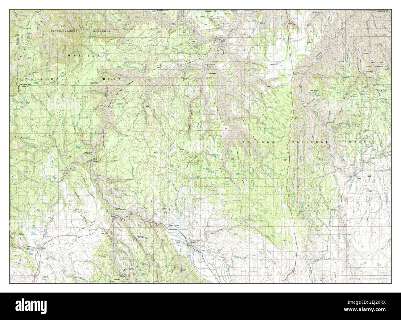 Wallowa, Oregon, carte 1982, 1:100000, États-Unis d'Amérique par Timeless Maps, données U.S. Geological Survey Banque D'Images