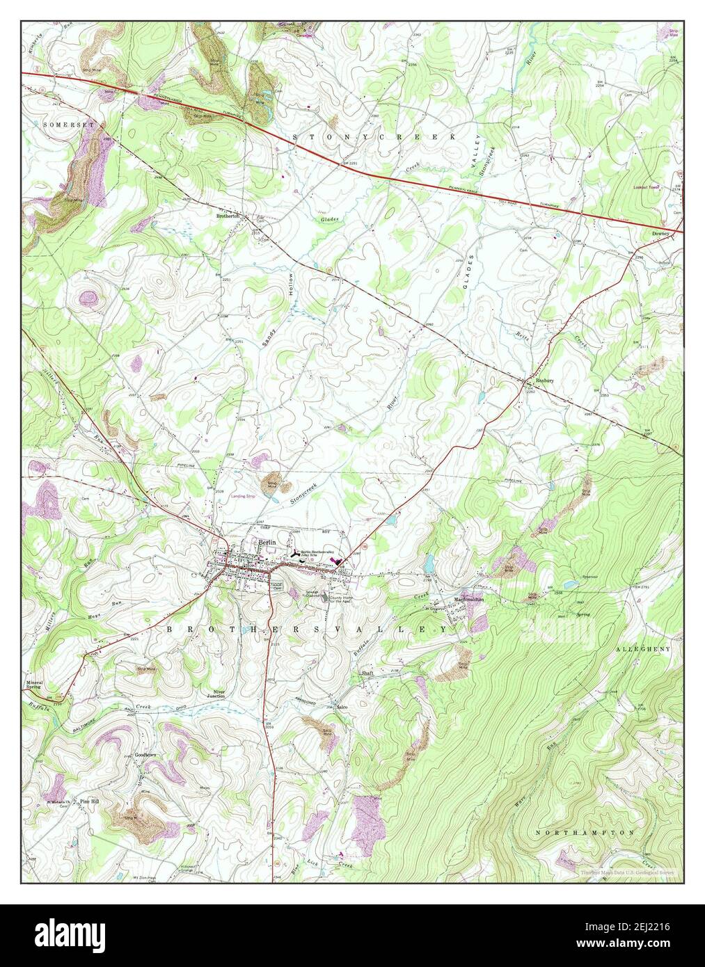 Berlin, Pennsylvanie, carte 1967, 1:24000, États-Unis d'Amérique par Timeless Maps, données U.S. Geological Survey Banque D'Images