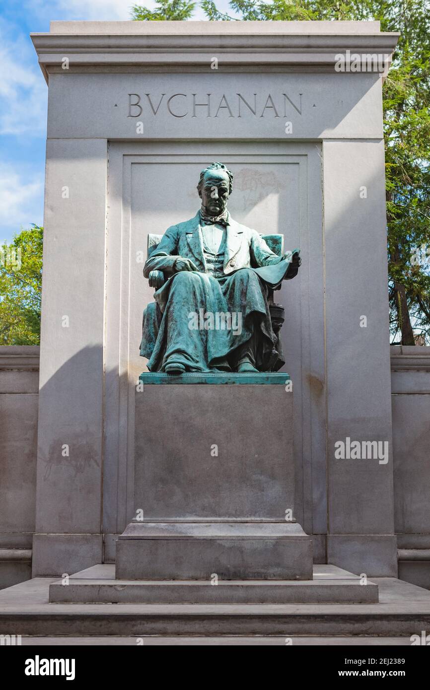 James Buchanan Memorial statue, 15e président des États-Unis, situé à Meridian Hill Park dans le quartier Columbia Heights de Washington, Banque D'Images