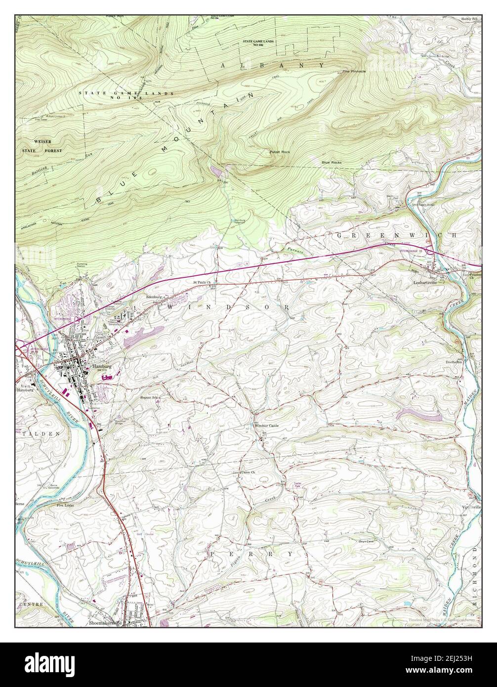 Hambourg, Pennsylvanie, carte 1956, 1:24000, États-Unis d'Amérique par Timeless Maps, données U.S. Geological Survey Banque D'Images