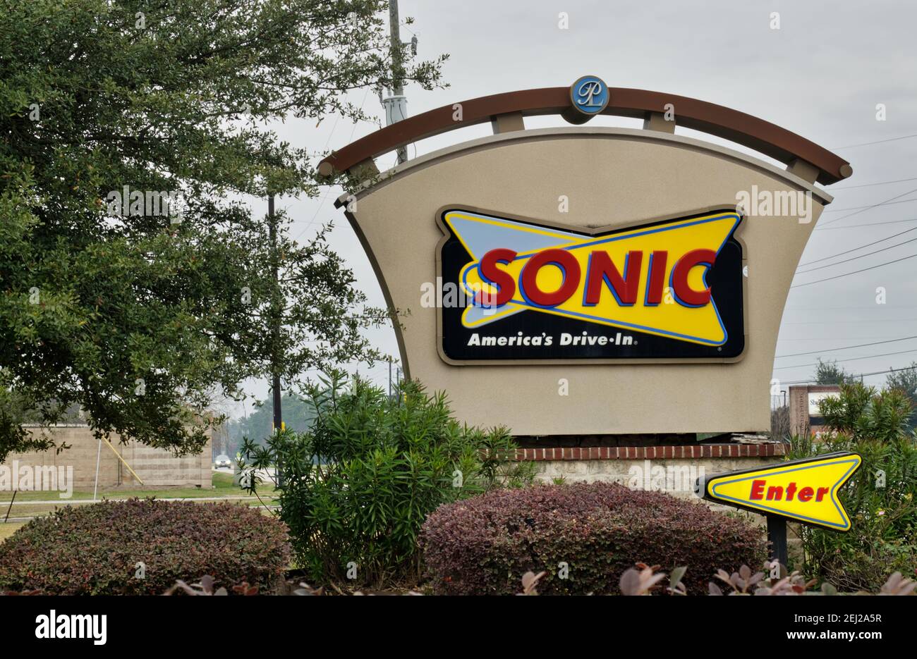 Houston, Texas USA 01-01-2020: Sonic business sign à Houston, TX. Banque D'Images