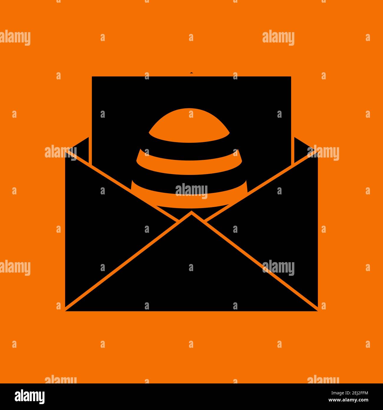 Enveloppe avec icône oeuf de Pâques. Noir sur fond orange. Illustration vectorielle. Illustration de Vecteur