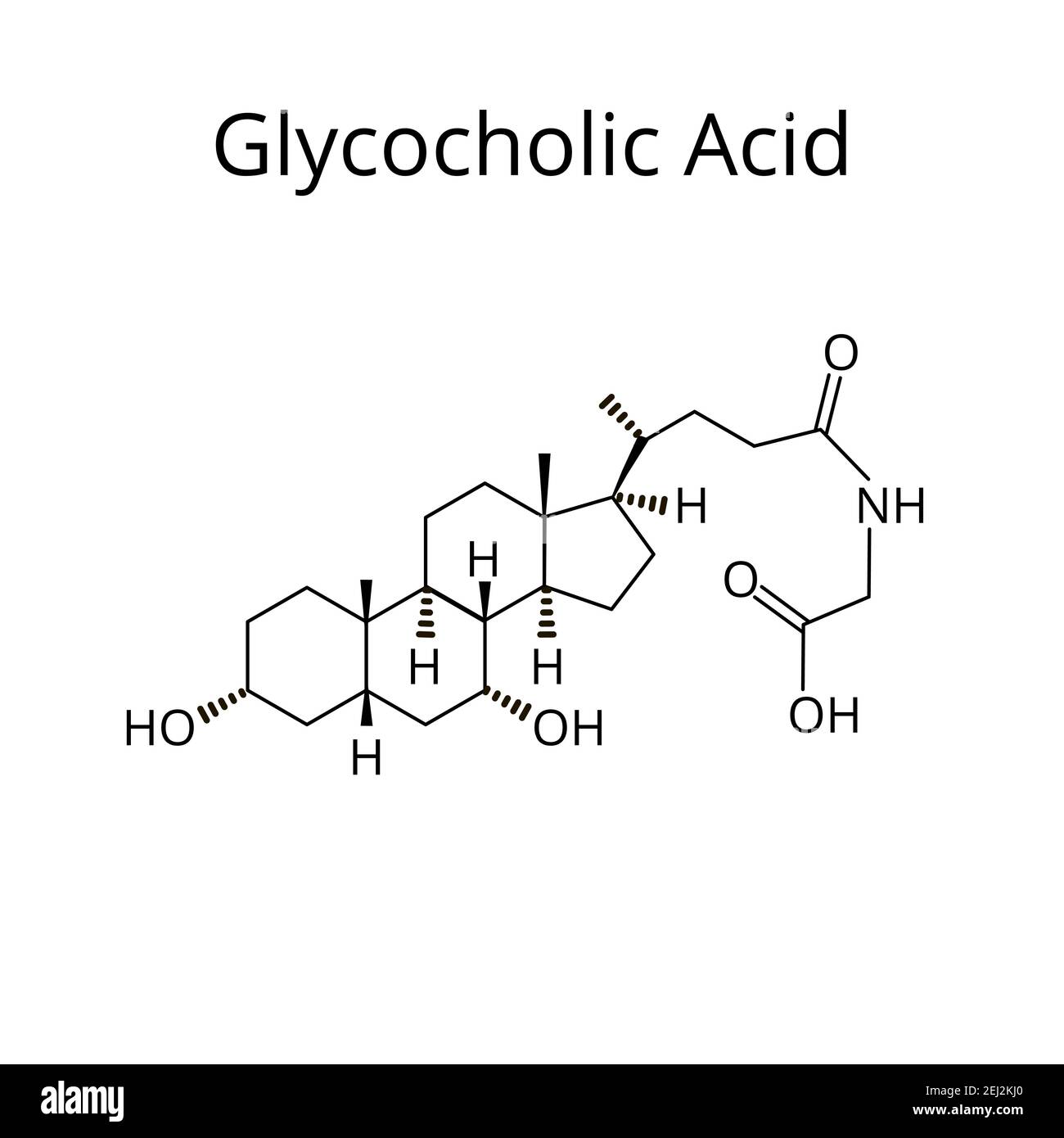 Acide glycolique. Acide biliaire. Formule moléculaire chimique acide glycolique. Illustration vectorielle sur un arrière-plan isolé Illustration de Vecteur