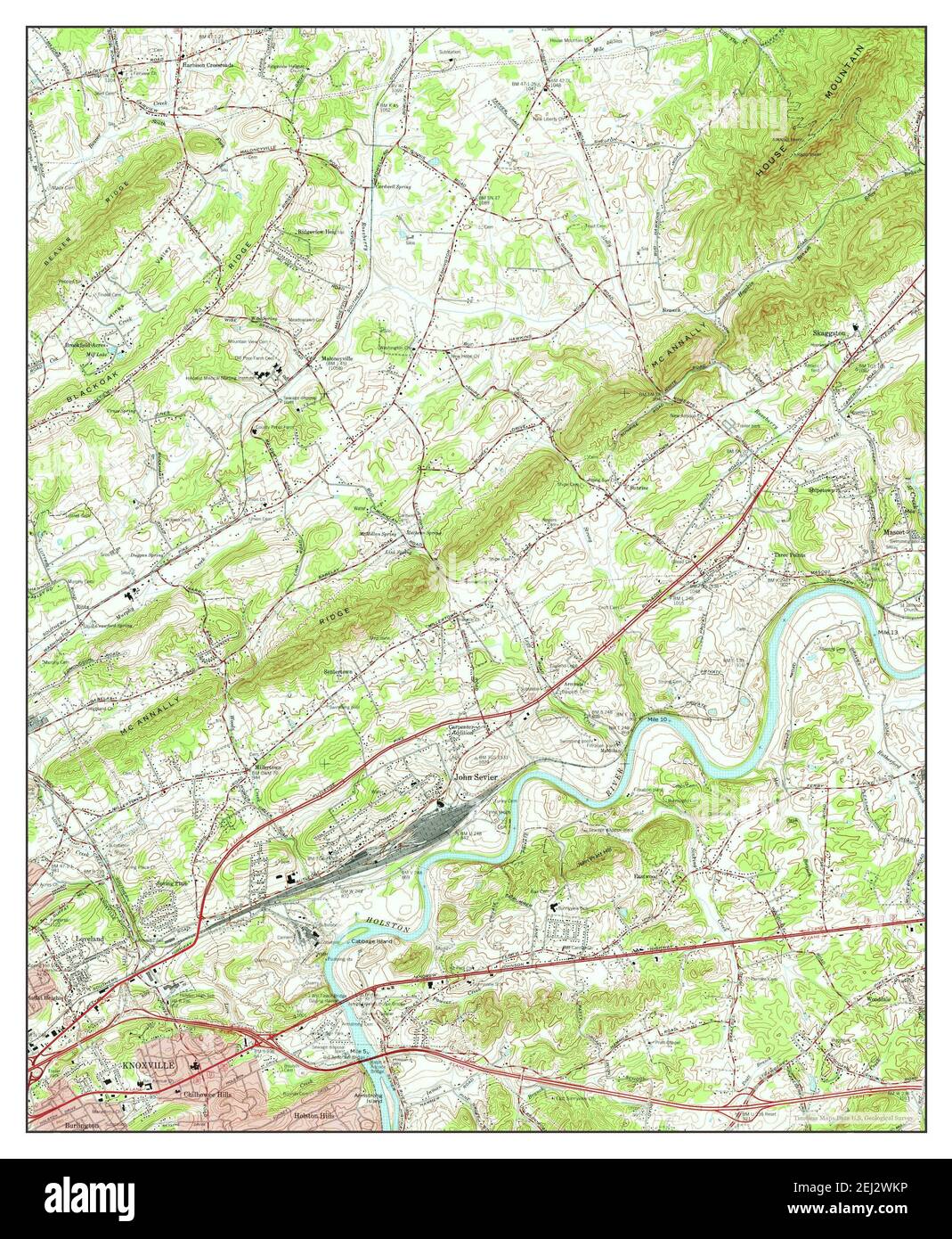 John Sevier, Tennessee, carte 1978, 1:24000, États-Unis d'Amérique par Timeless Maps, données U.S. Geological Survey Banque D'Images