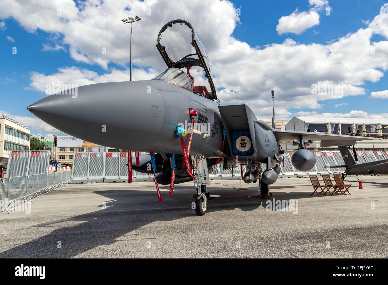 United States Air Force F-15E Strike Eagle bombardier avion à réaction au salon de l'Air de Paris. France - 21 juin 2019 Banque D'Images