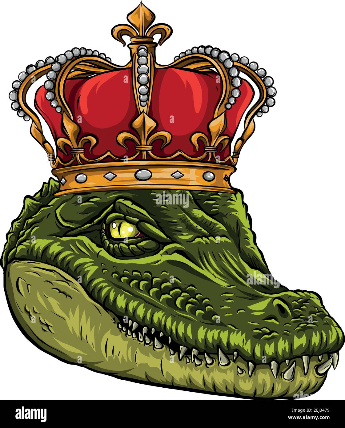 motif d'illustration de la tête du roi à motif crocodile Illustration de Vecteur