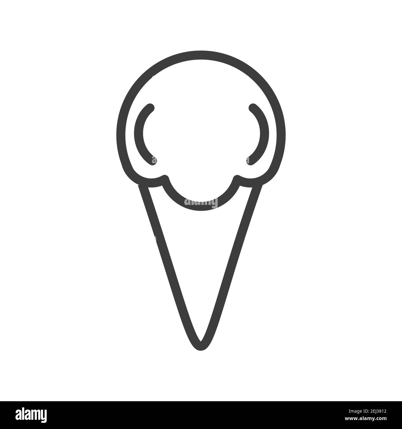 Délicieuse glace froide dans un verre à gaufres comestible. Icône de cuisine simple dans un style de ligne tendance isolé sur fond blanc pour les applications Web et le concept mobile Illustration de Vecteur