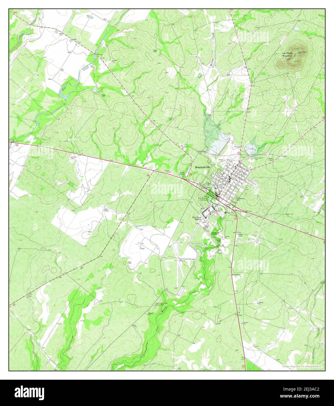 Brackettville, Texas, carte 1974, 1:24000, États-Unis d'Amérique par Timeless Maps, données U.S. Geological Survey Banque D'Images