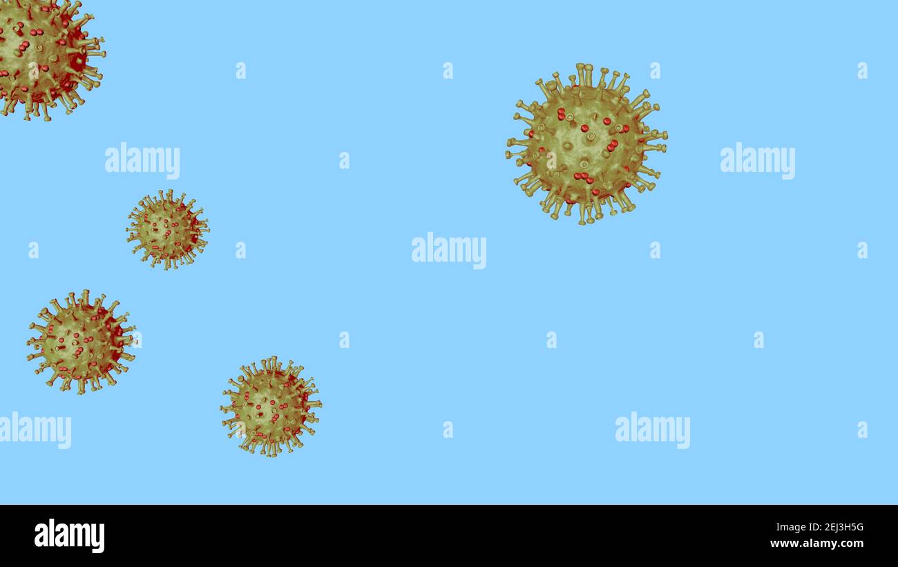 Illustration 3D d'une particule virale sur fond bleu Banque D'Images