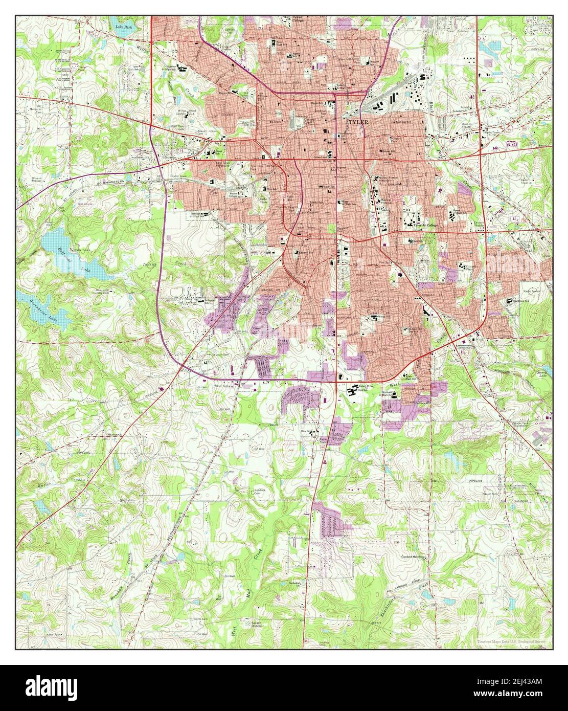 Tyler South, Texas, carte 1966, 1:24000, États-Unis d'Amérique par Timeless Maps, données U.S. Geological Survey Banque D'Images