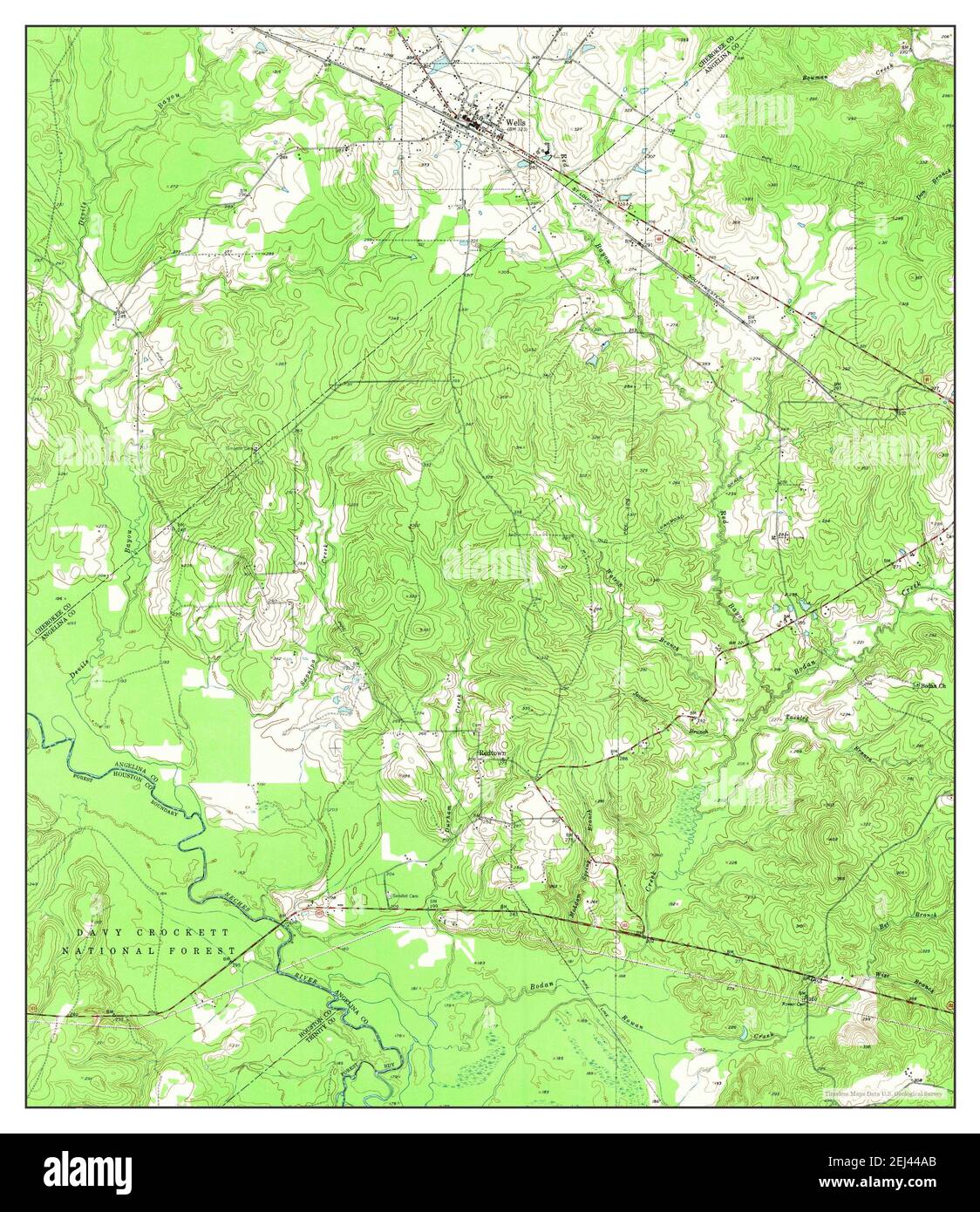 Wells, Texas, carte 1951, 1:24000, États-Unis d'Amérique par Timeless Maps, données U.S. Geological Survey Banque D'Images