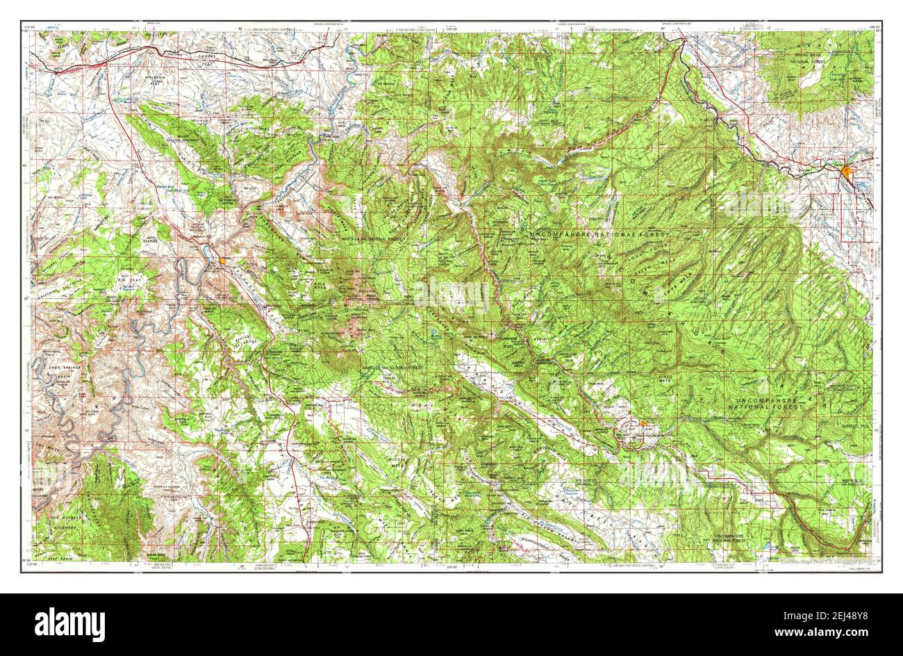 Moab, Utah, carte 1965, 1:250000, États-Unis d'Amérique par Timeless Maps, données U.S. Geological Survey Banque D'Images