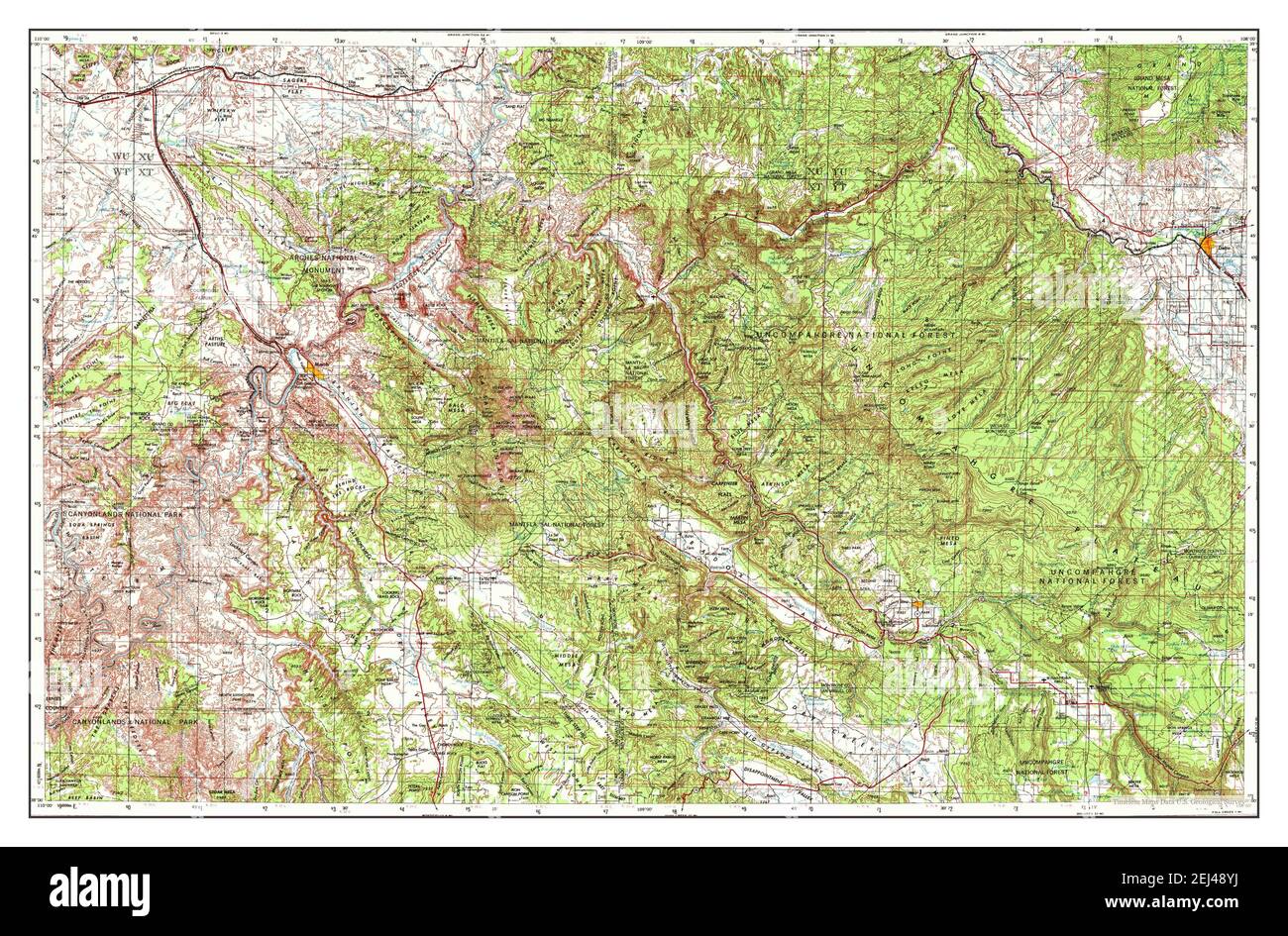 Moab, Utah, carte 1956, 1:250000, États-Unis d'Amérique par Timeless Maps, données U.S. Geological Survey Banque D'Images
