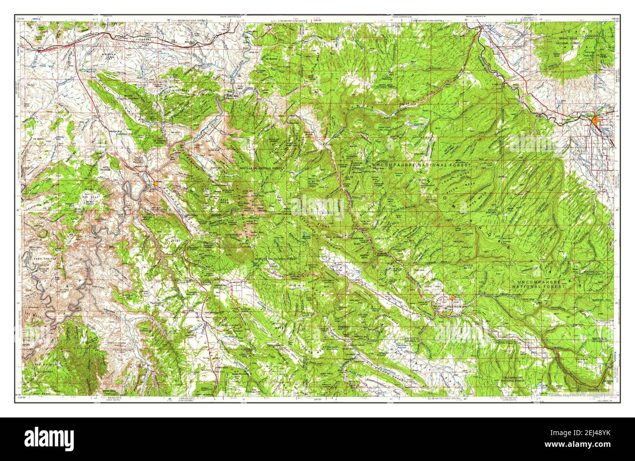 Moab, Utah, carte 1962, 1:250000, États-Unis d'Amérique par Timeless Maps, données U.S. Geological Survey Banque D'Images