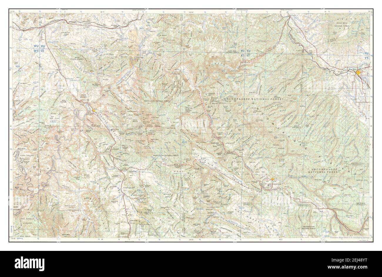 Moab, Utah, carte 1964, 1:250000, États-Unis d'Amérique par Timeless Maps, données U.S. Geological Survey Banque D'Images