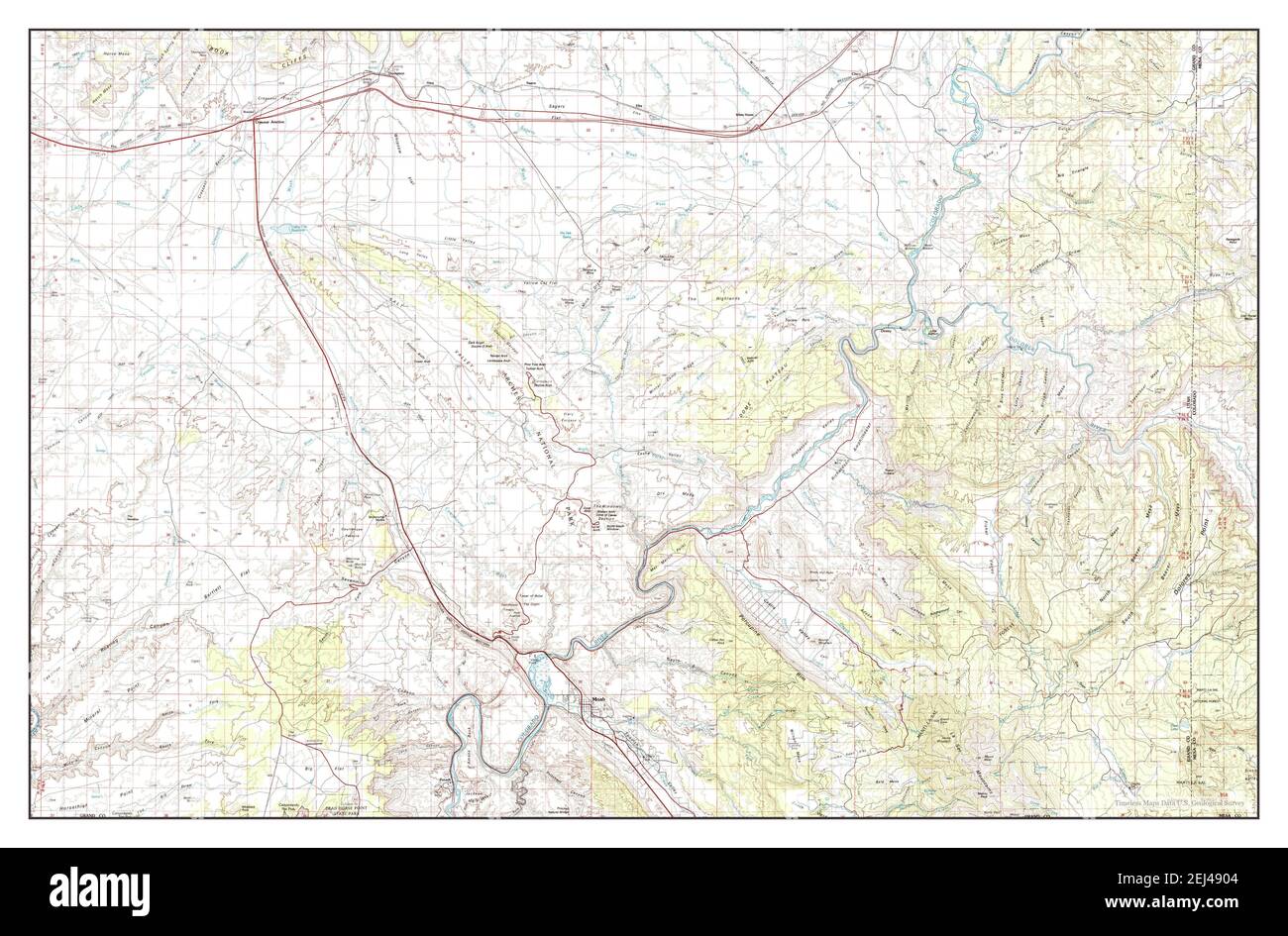 Moab, Utah, carte 1983, 1:100000, États-Unis d'Amérique par Timeless Maps, données U.S. Geological Survey Banque D'Images