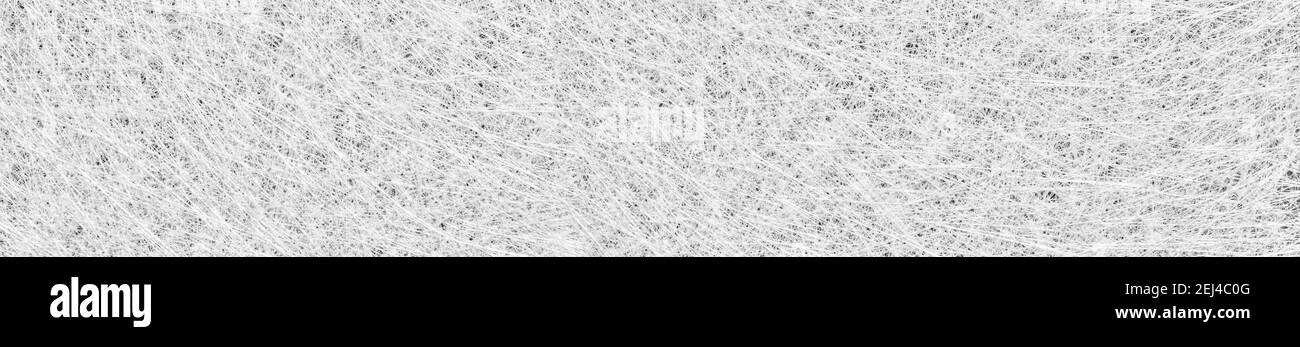 Fibre de verre ou filaments de fibre de verre feuille, arrière-plan de texture abstraite en format bannière. Photographie haute résolution. Banque D'Images