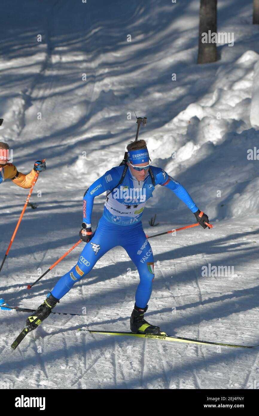 Circuit de biathlon, Pokljuka, Slovénie, 21 février 2021, HOFER Lukas ITA pendant les Championnats du monde de l'IBU Biathlon - hommes 15km Mass Start, Biathlon - photo Marco Todaro / LM Banque D'Images