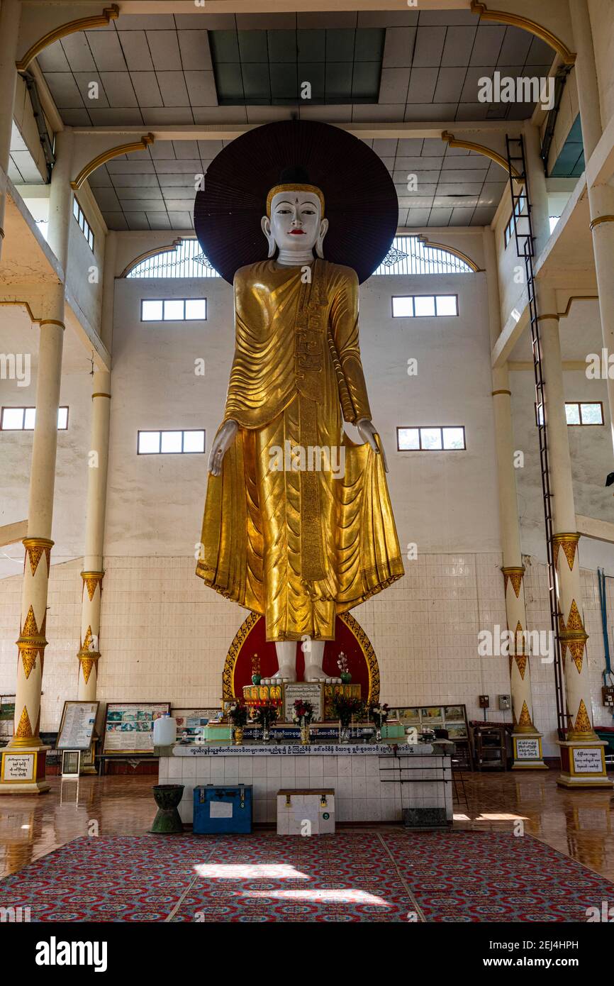 Bouddha debout, pagode su taung pyi, Myitkyina, état de Kachin, Myanmar Banque D'Images