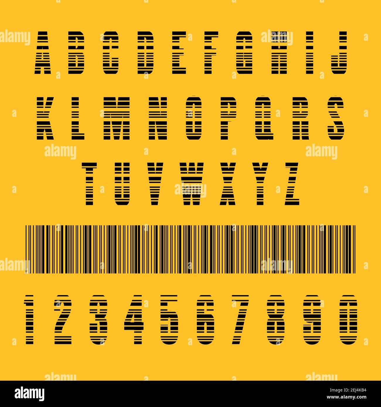 Police style code-barres élégante. Lettres supprimées de lecture de codes-barres. Police personnalisée. Illustration vectorielle Illustration de Vecteur