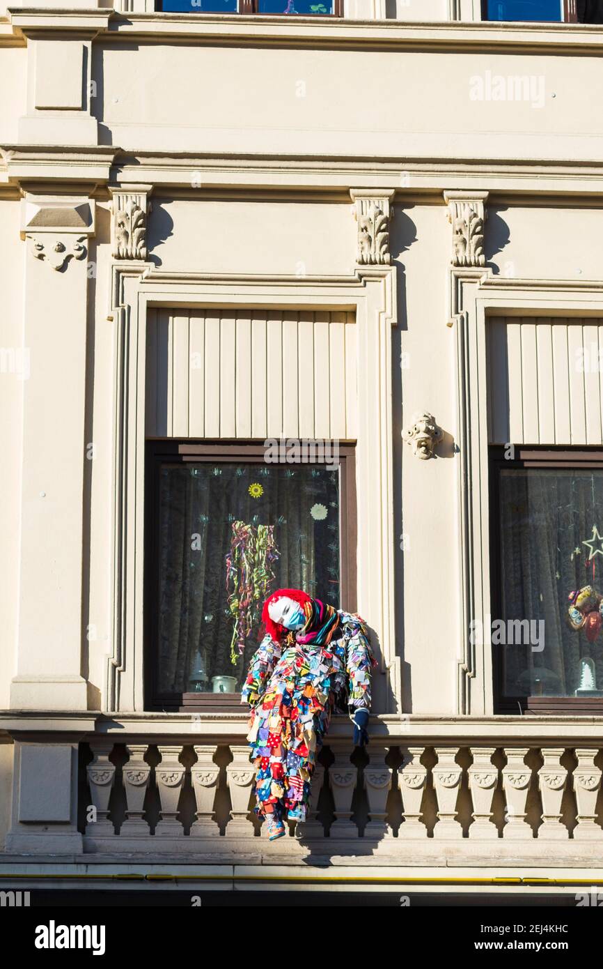 Nubbel sur la façade d'un pub à Nippes, Carnaval de Cologne, Cologne, Rhénanie-du-Nord-Westphalie, Allemagne Banque D'Images