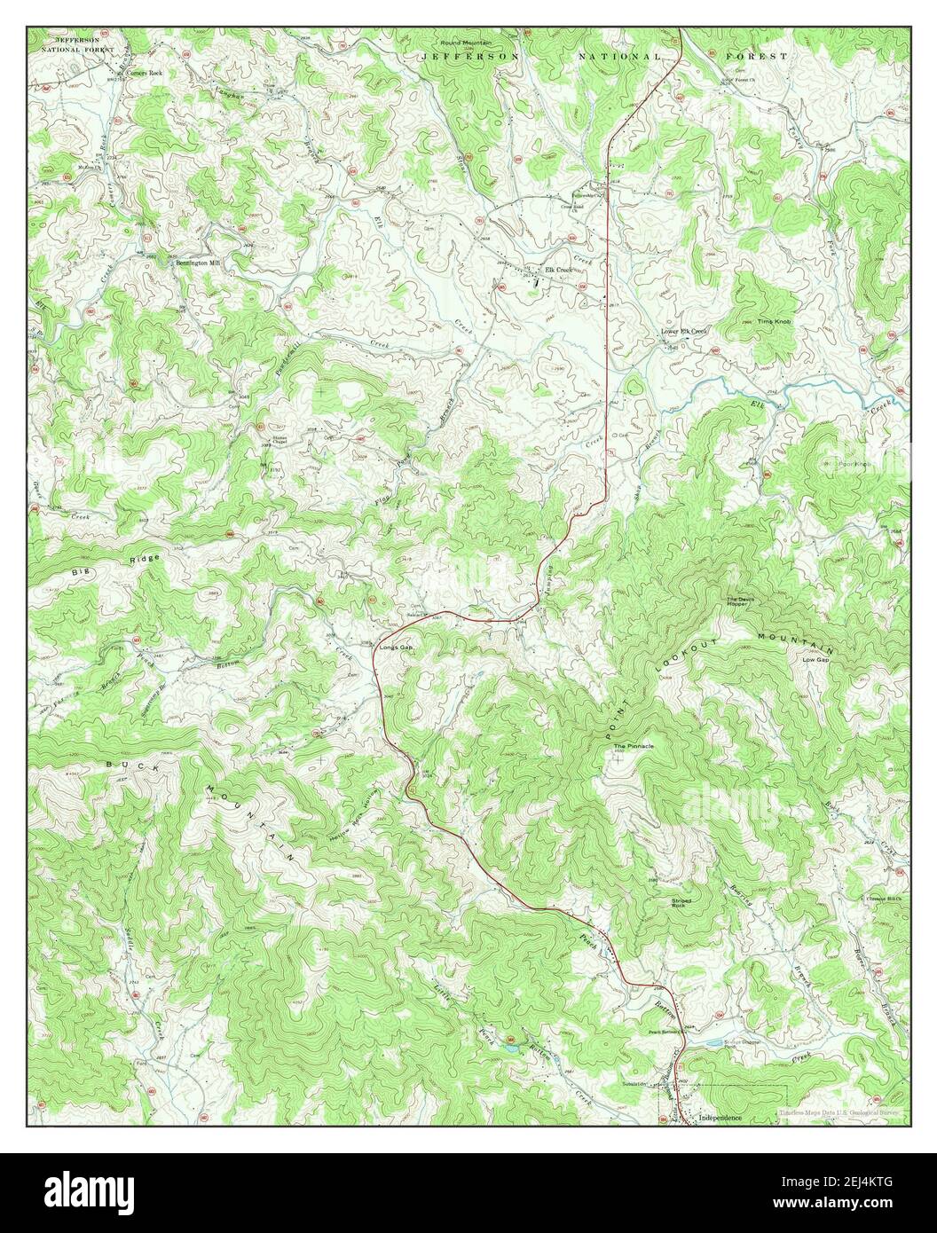 Elk Creek, Virginie, carte 1967, 1:24000, États-Unis d'Amérique par Timeless Maps, données U.S. Geological Survey Banque D'Images