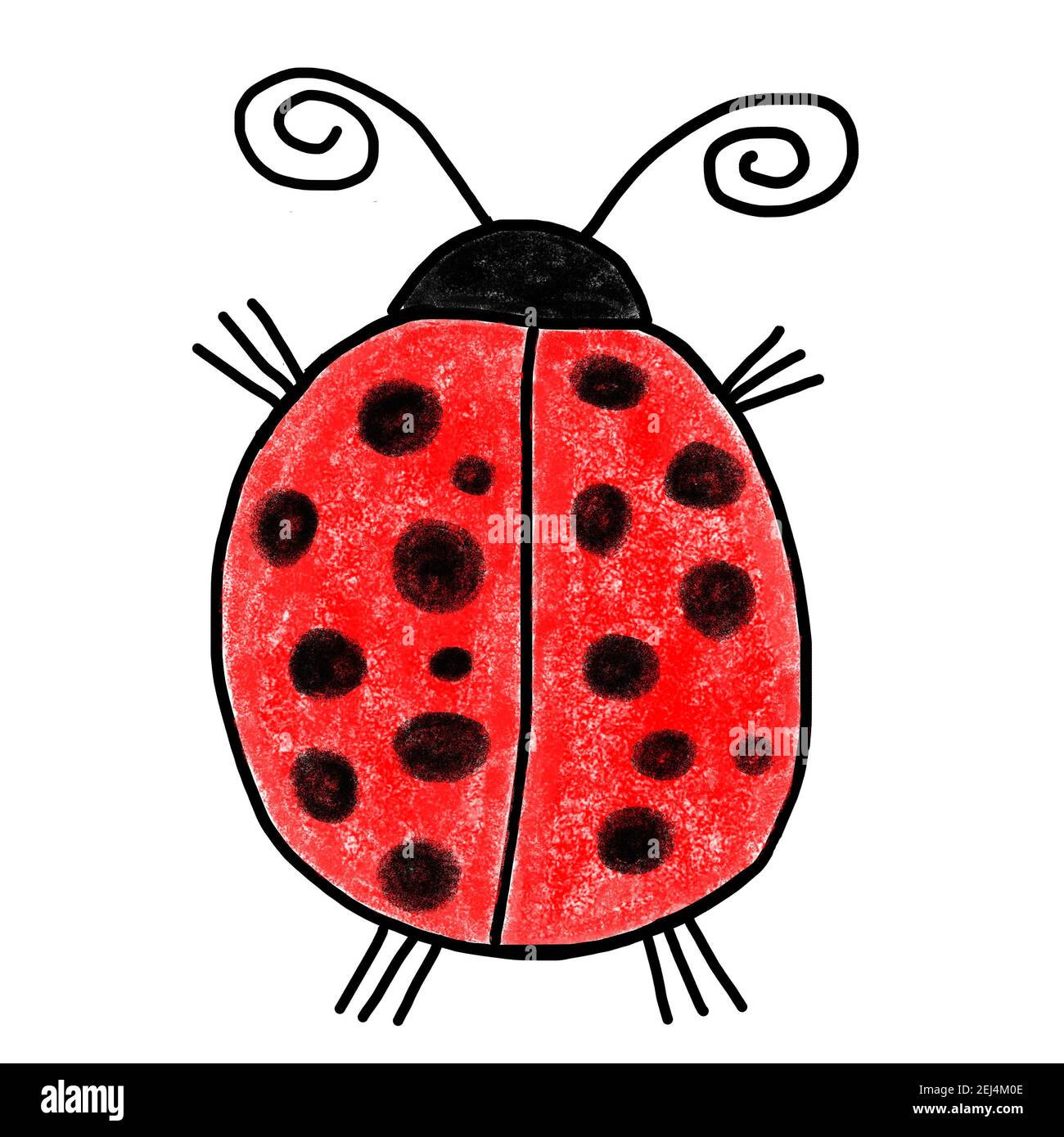 Illustration naïve, dessin d'enfant d'un coccinelle rouge, Autriche Banque D'Images