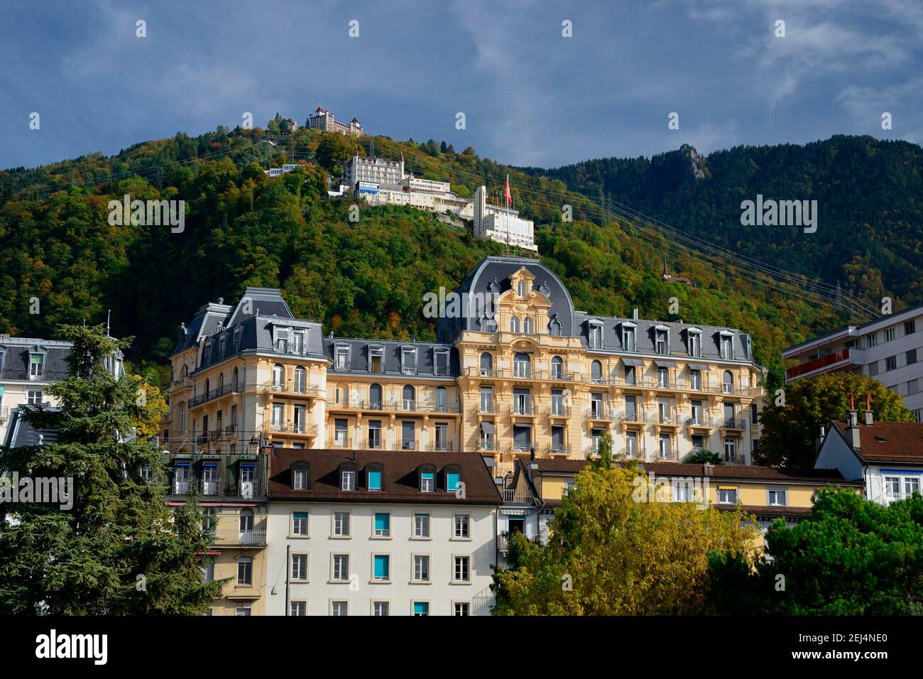 Hôtel de luxe, Lac Léman, Montreux, Suisse Banque D'Images