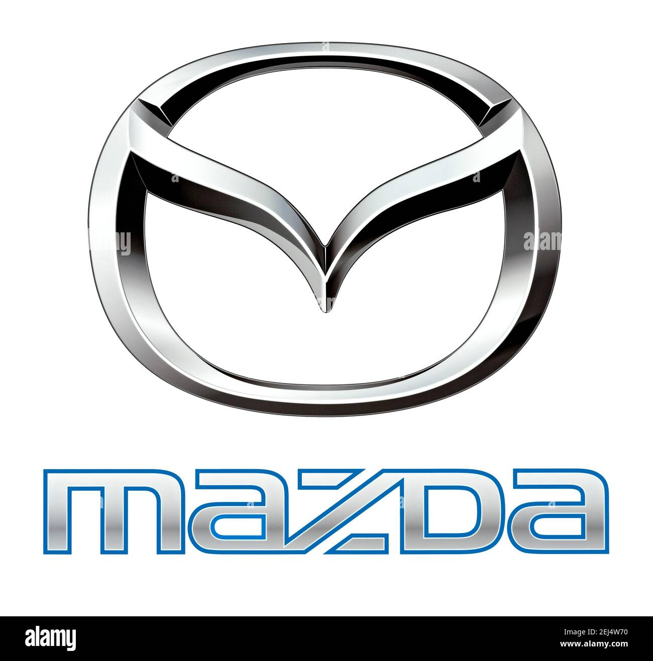 Logo de la marque Mazda, espace libre sur fond blanc Banque D'Images