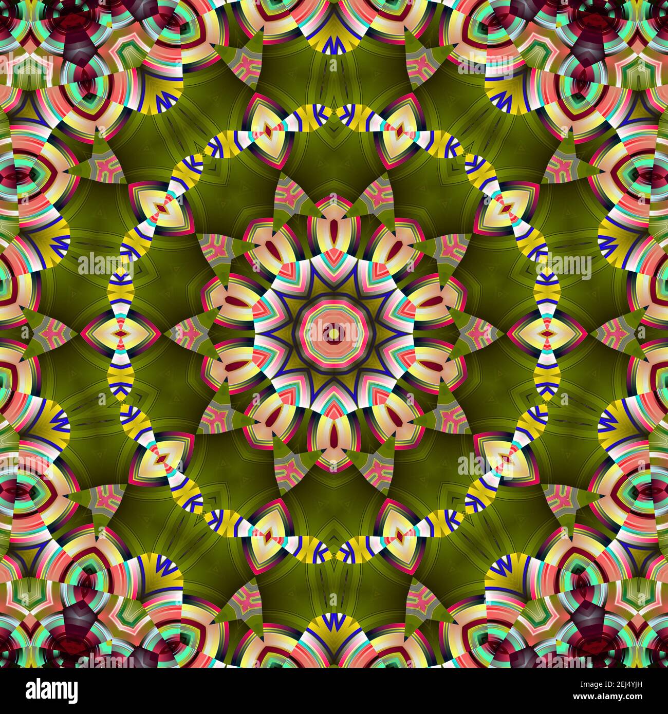 Motif indien entouré à la main. Vérifiez le dessin d'art Mandala coloré. Formes abstraites stylisées. texture d'arrière-plan de tapis 3d. Banque D'Images