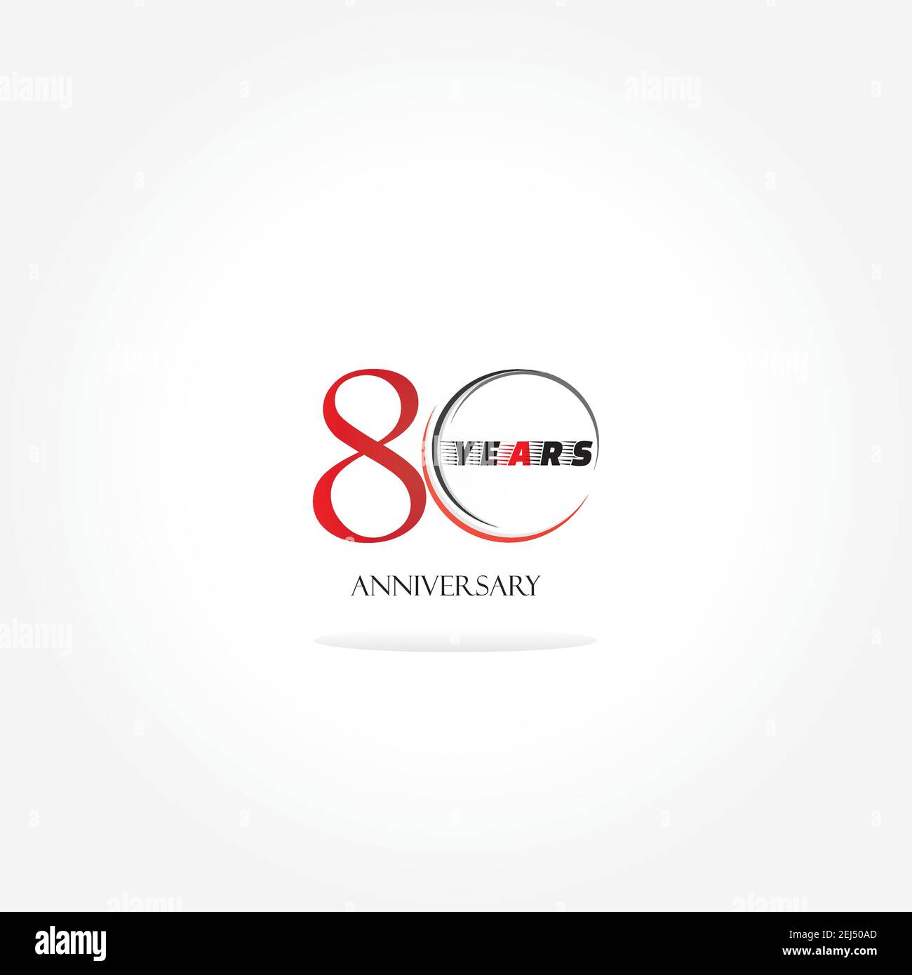 80 ans anniversaire logo lié avec couleur rouge isolé sur fond blanc pour l'événement de célébration de l'entreprise Illustration de Vecteur