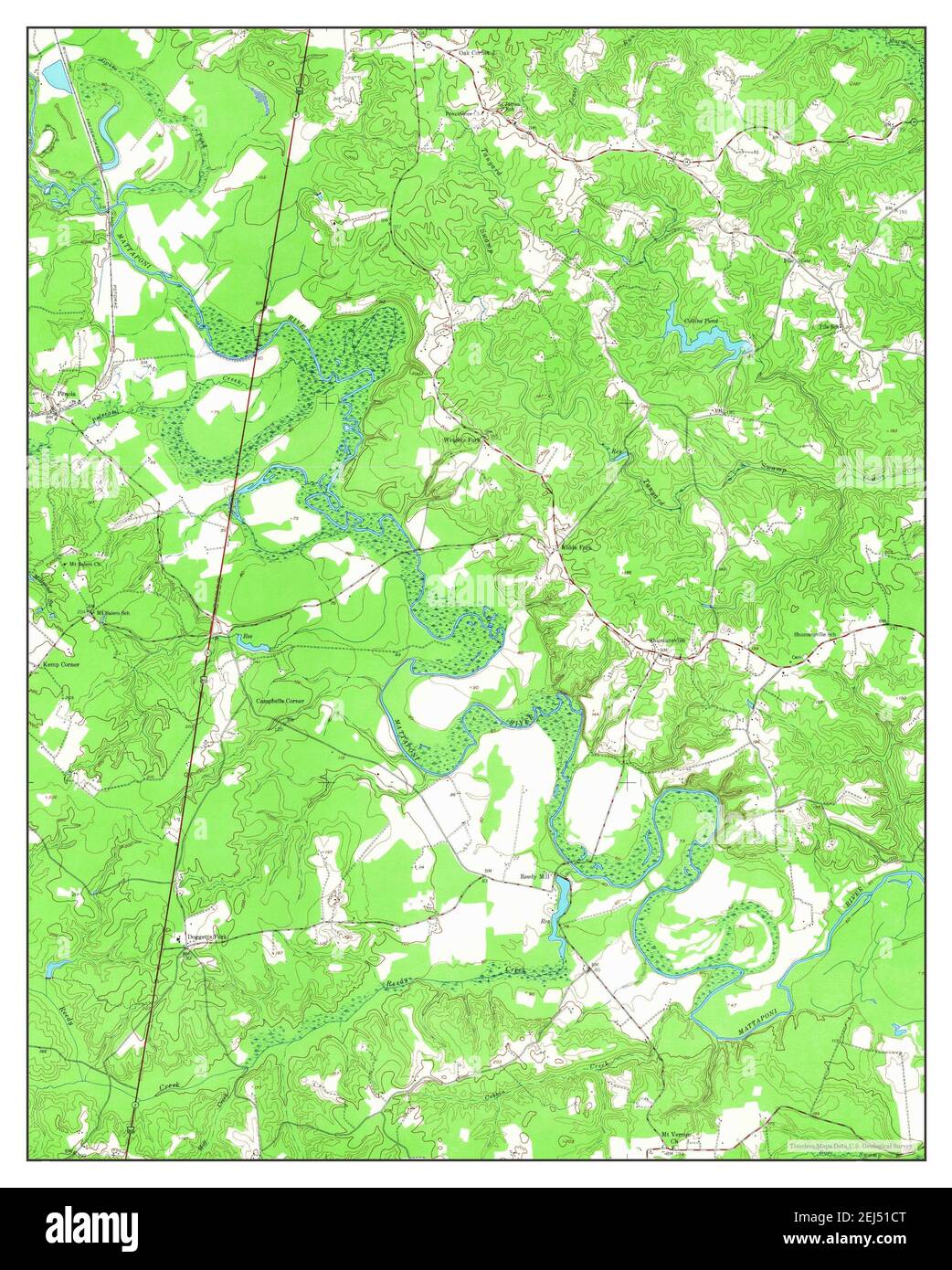 Penola, Virginie, carte 1951, 1:24000, États-Unis d'Amérique par Timeless Maps, données U.S. Geological Survey Banque D'Images