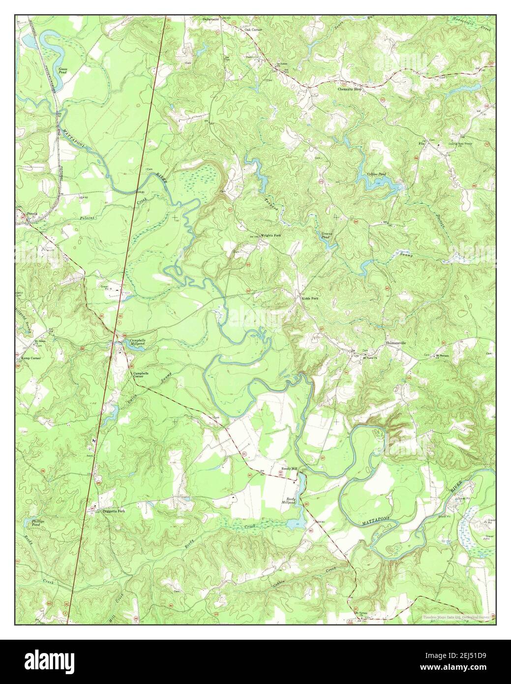 Penola, Virginie, carte 1969, 1:24000, États-Unis d'Amérique par Timeless Maps, données U.S. Geological Survey Banque D'Images