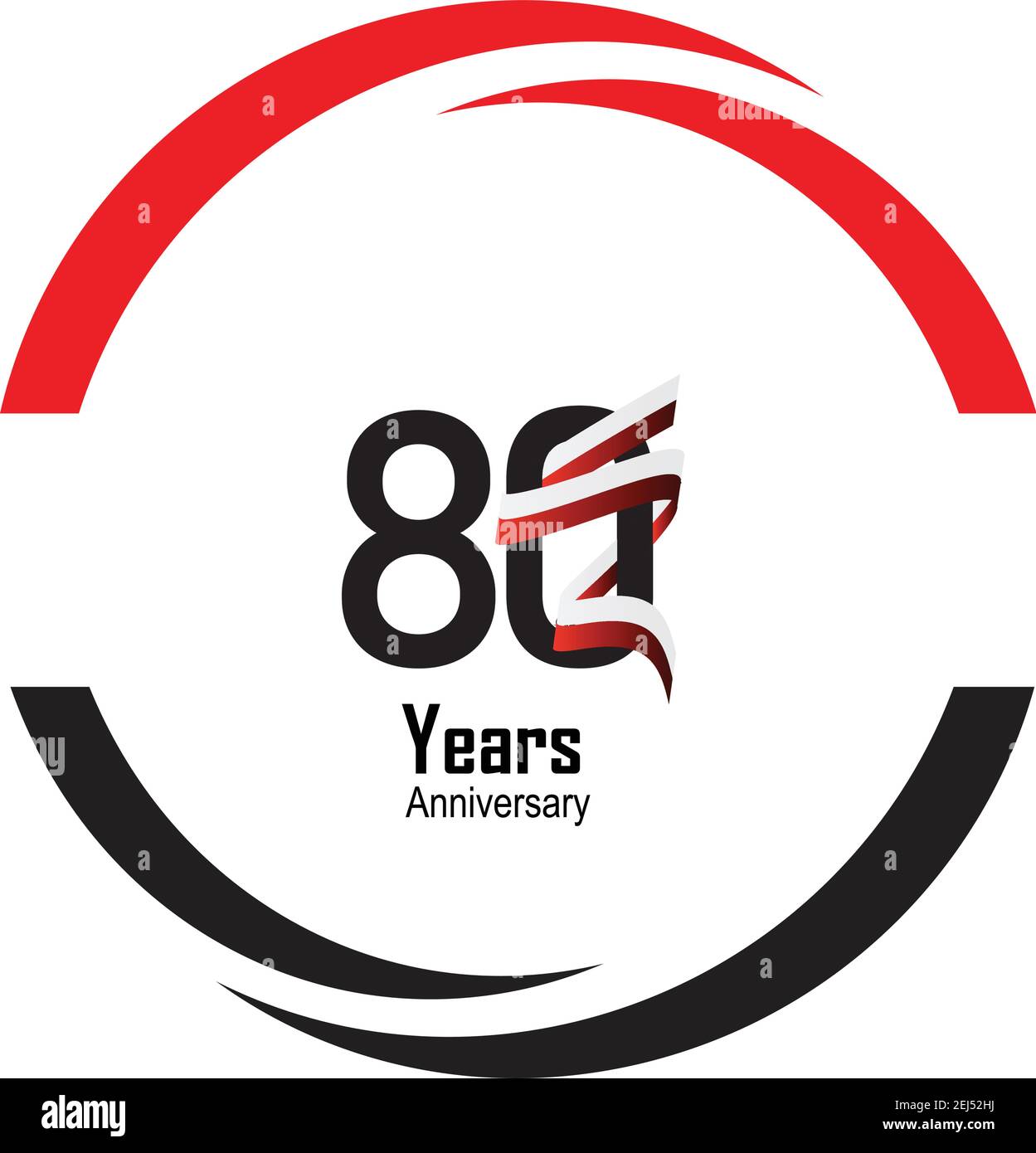 logo anniversaire de 80 ans avec une seule ligne de couleur noire blanche pour la fête du cercle Illustration de Vecteur