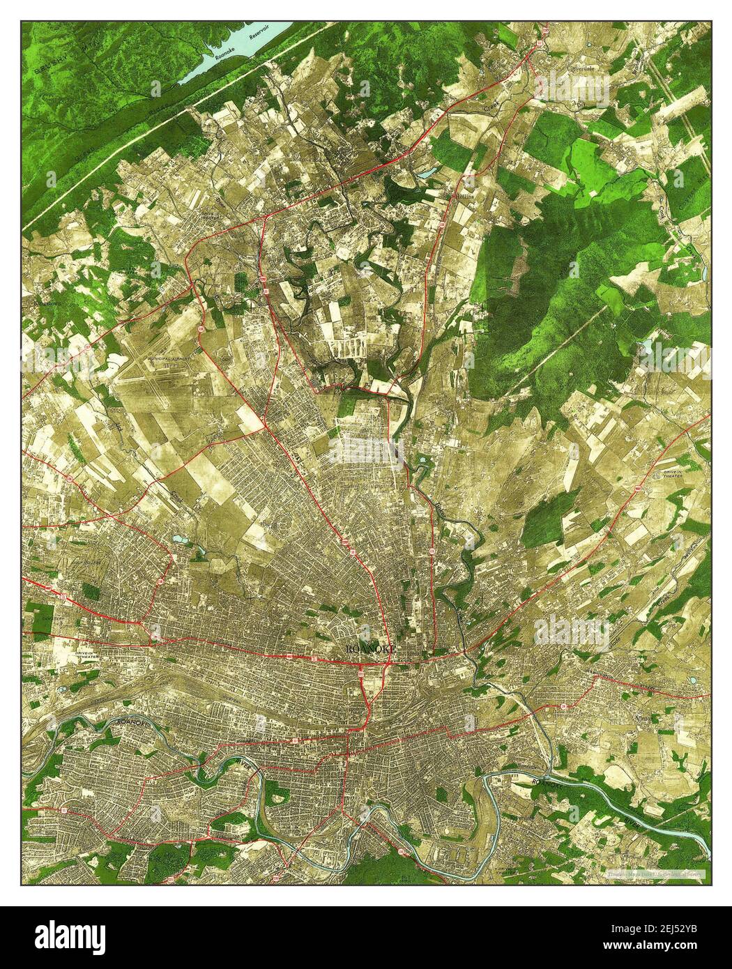 Roanoke, Virginie, carte 1962, 1:24000, États-Unis d'Amérique par Timeless Maps, données U.S. Geological Survey Banque D'Images