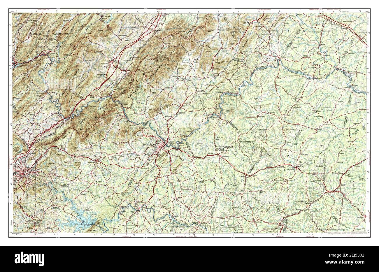 Roanoke, Virginie, carte 1971, 1:250000, États-Unis d'Amérique par Timeless Maps, données U.S. Geological Survey Banque D'Images