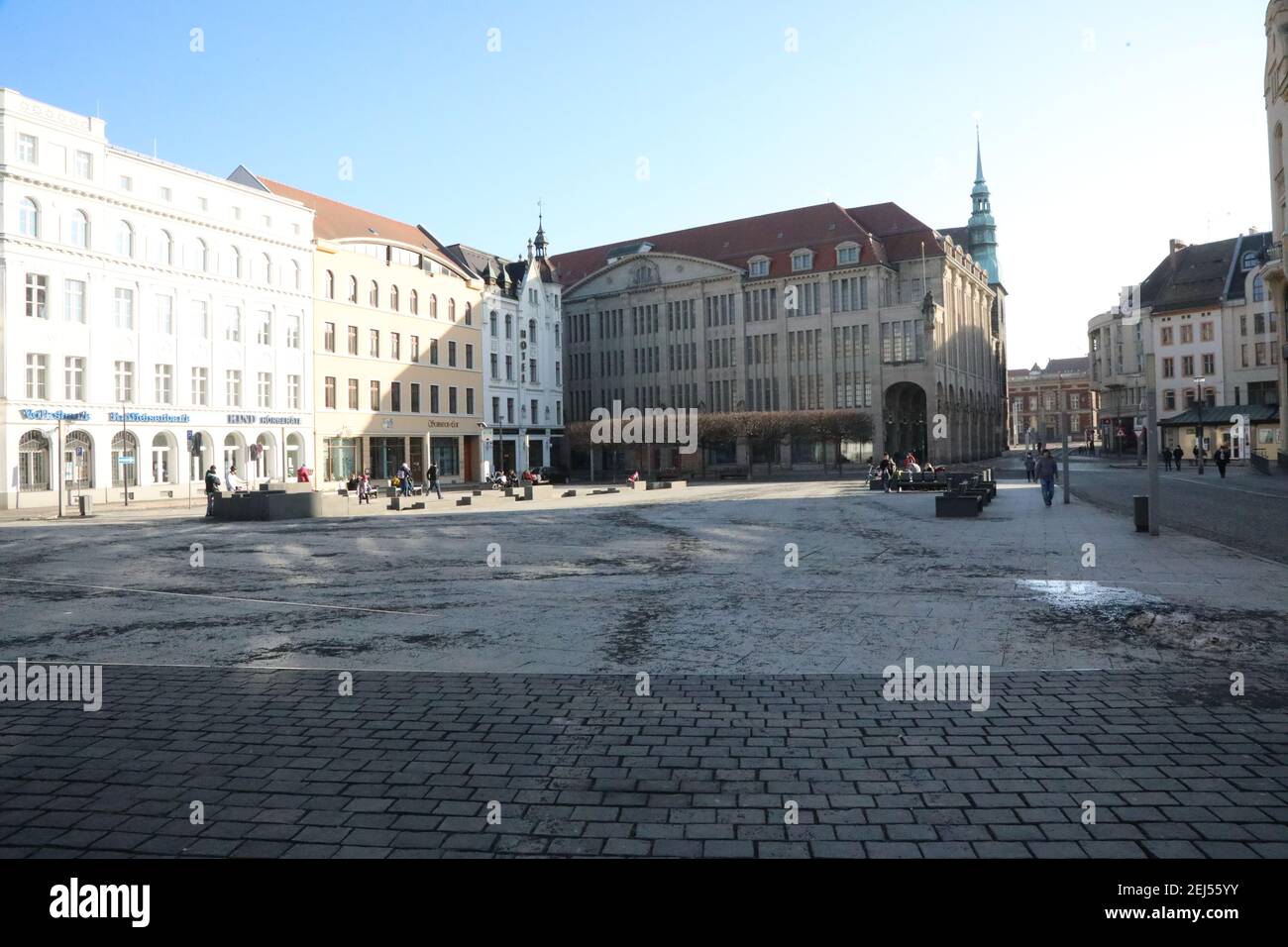 Der Marienplatz von der Steinstrasse aus gesehen, Görlitz am 21.02.2021 Banque D'Images