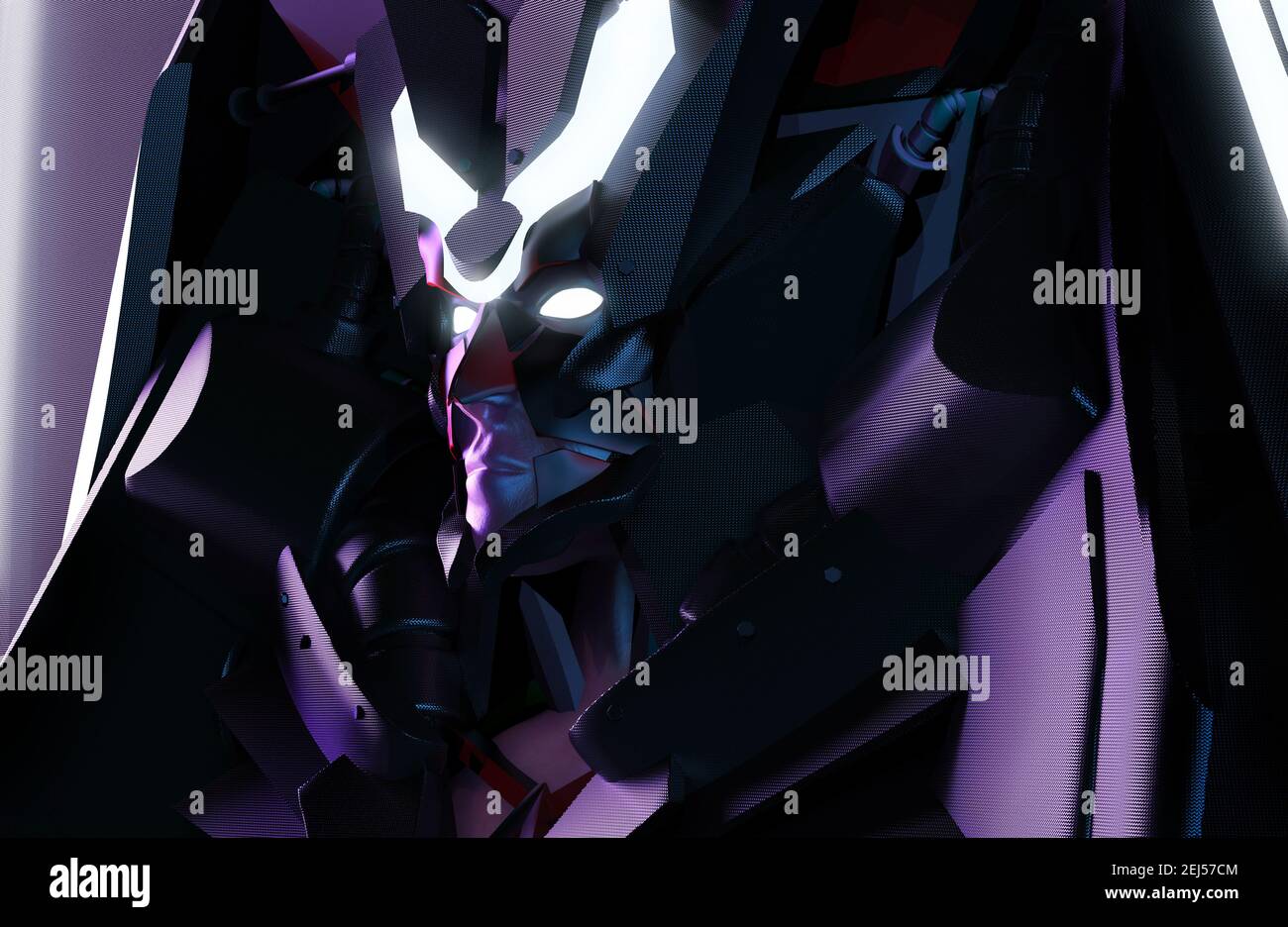 illustration du rendu 3d du portrait futuriste de robot féminin humanoïde extraterrestre en costume. Banque D'Images