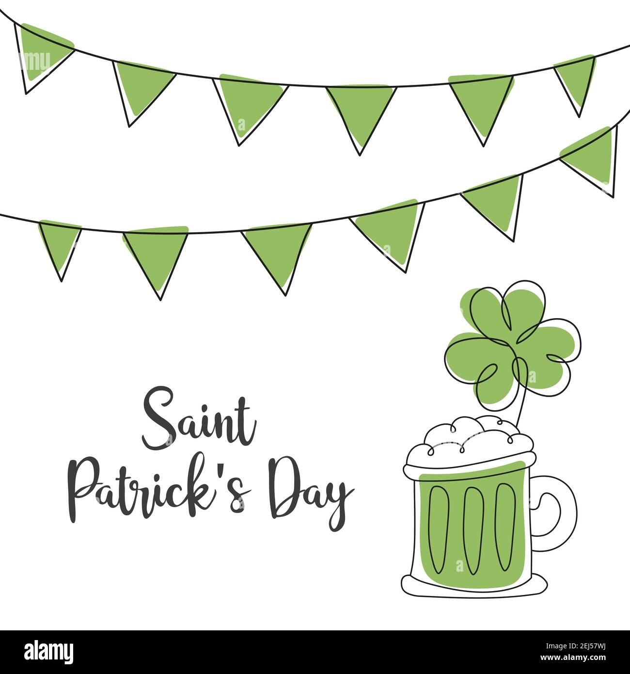 Bonne Saint Patrick. Bière et trèfle. Pour la conception de carte de menu de restaurant. Modèle de menu le jour de la Patricks. Illustration vectorielle Illustration de Vecteur