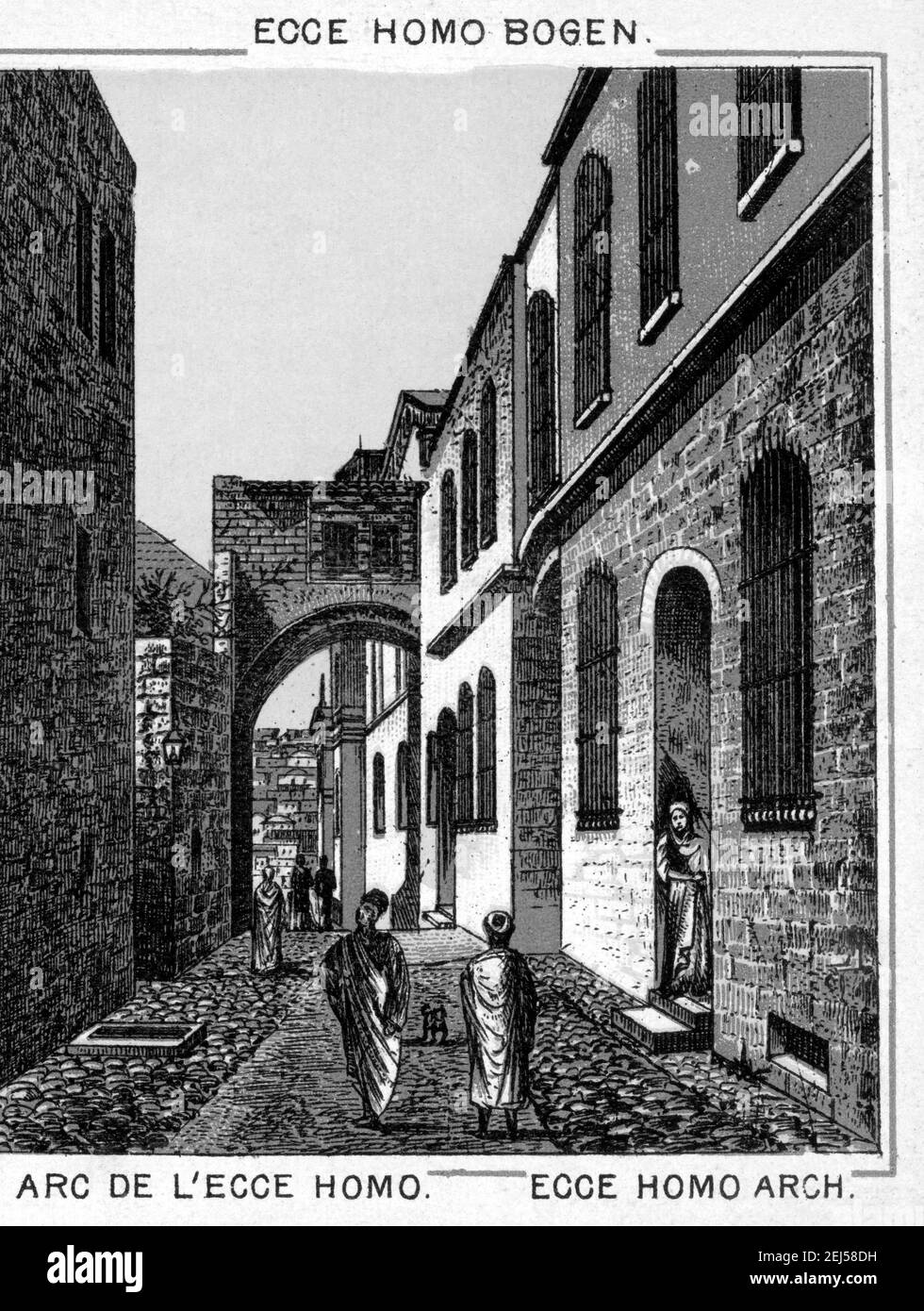 Asien, Vorderasien, Israël, Jérusalem, Altstadt von Jerusalem, ECCE Homo Bogen, errichtet unter Kaiser Hadrian, Motiv aus dem Leporello ' Jerusalem ' , Verlag nicht bekannt, wahrscheinlich herausgegeben in den 1880er Jahren - 1890er Jahren . / Asie, Asie occidentale, Israël, Jérusalem, la vieille ville de Jérusalem, Arche d'Ecce Homo, a été construit par césar Hadrien , maison d'édition inconnue , peut-être publié dans les années 1880e - 1890e. Banque D'Images