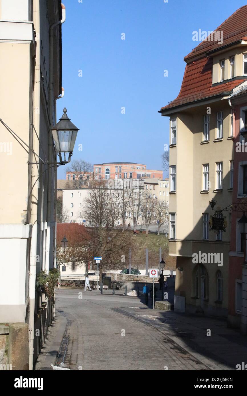 Blick nach Zgorzelec aus der Neißstraße in Görlitz am 21.2.2021 Banque D'Images
