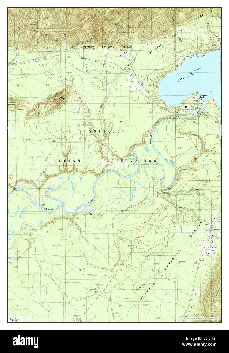 Lake Quinault West, Washington, carte 1990, 1:24000, États-Unis d'Amérique par Timeless Maps, données U.S. Geological Survey Banque D'Images